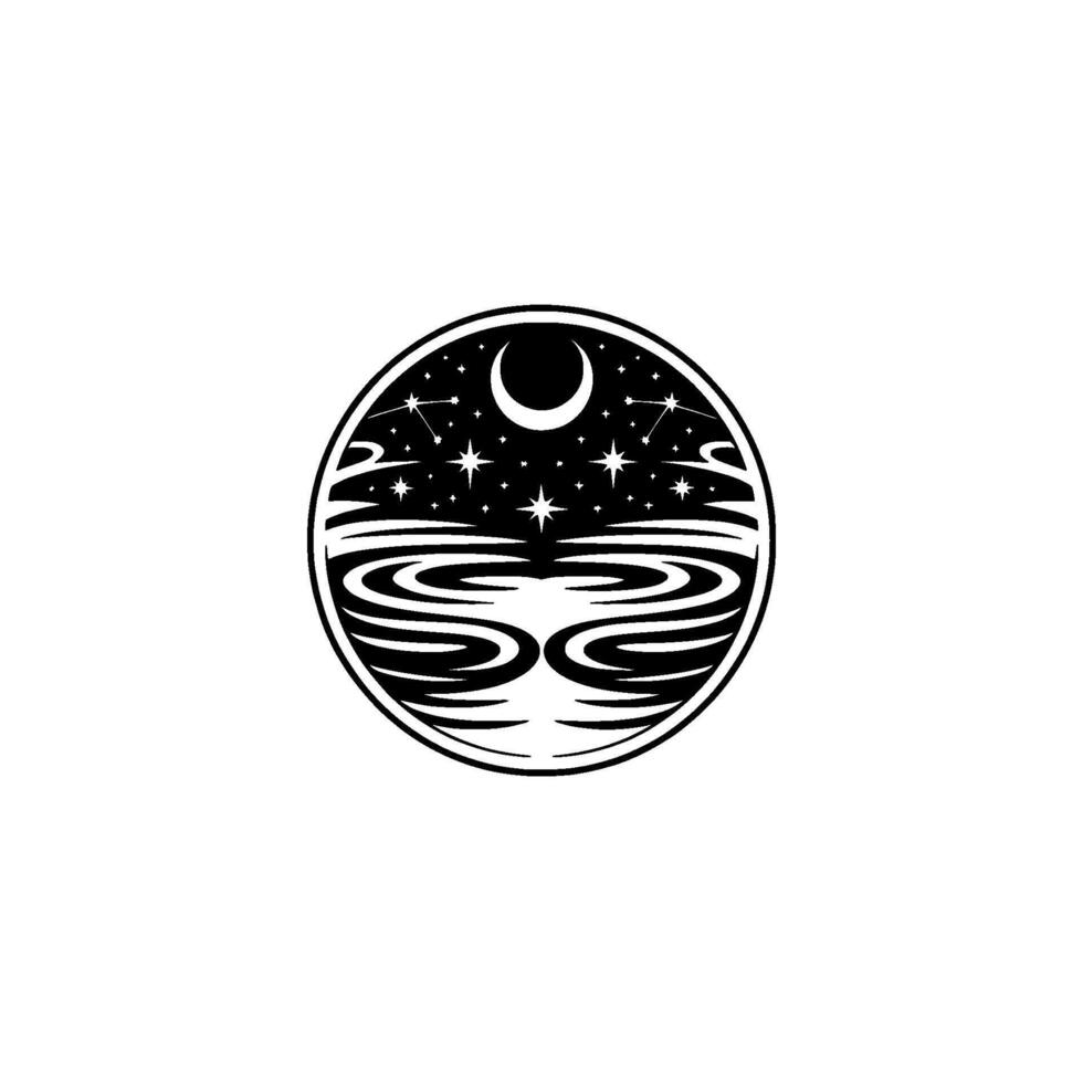 Celestial Wave A Minimalist Night Sky Emblem vector
