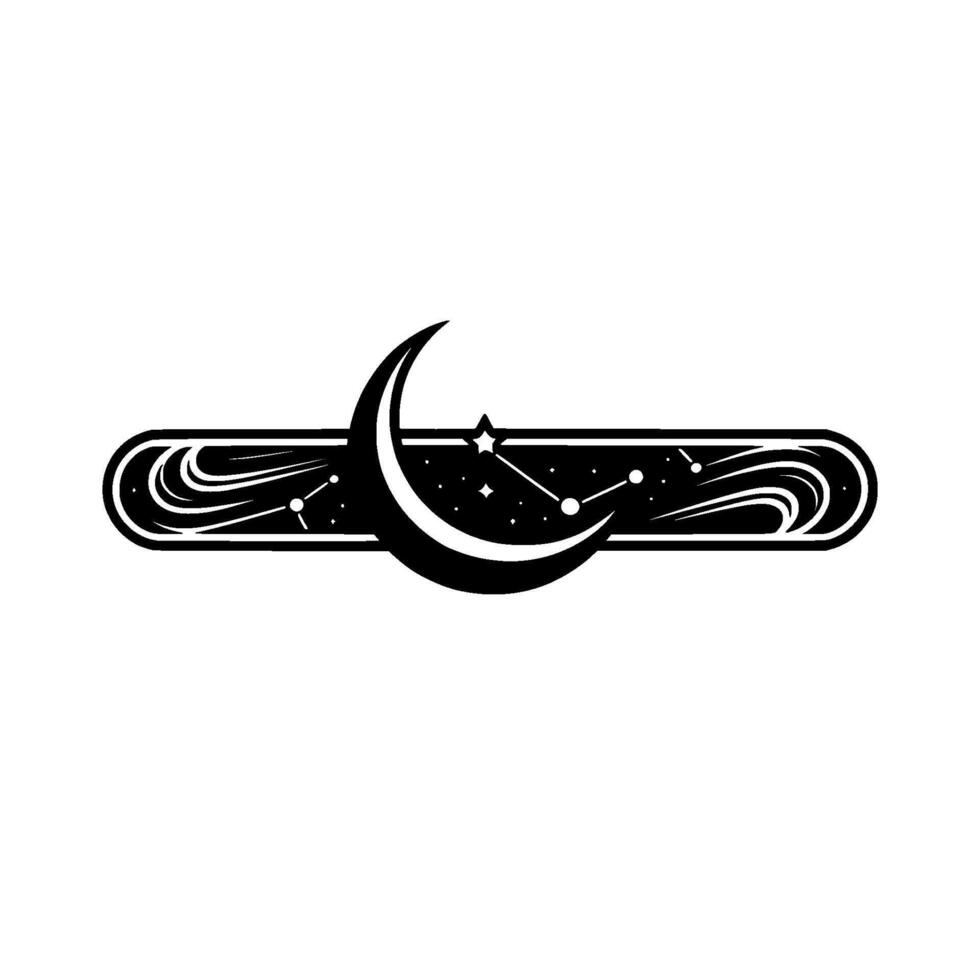 Celestial Emblem Moon, Stars, and Cosmic Swirls vector