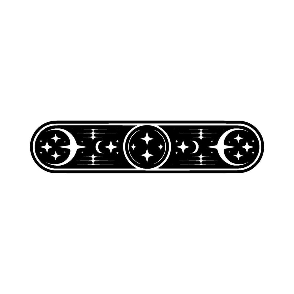 Celestial Scroll Vintage Moon Motif, Starry Detail vector