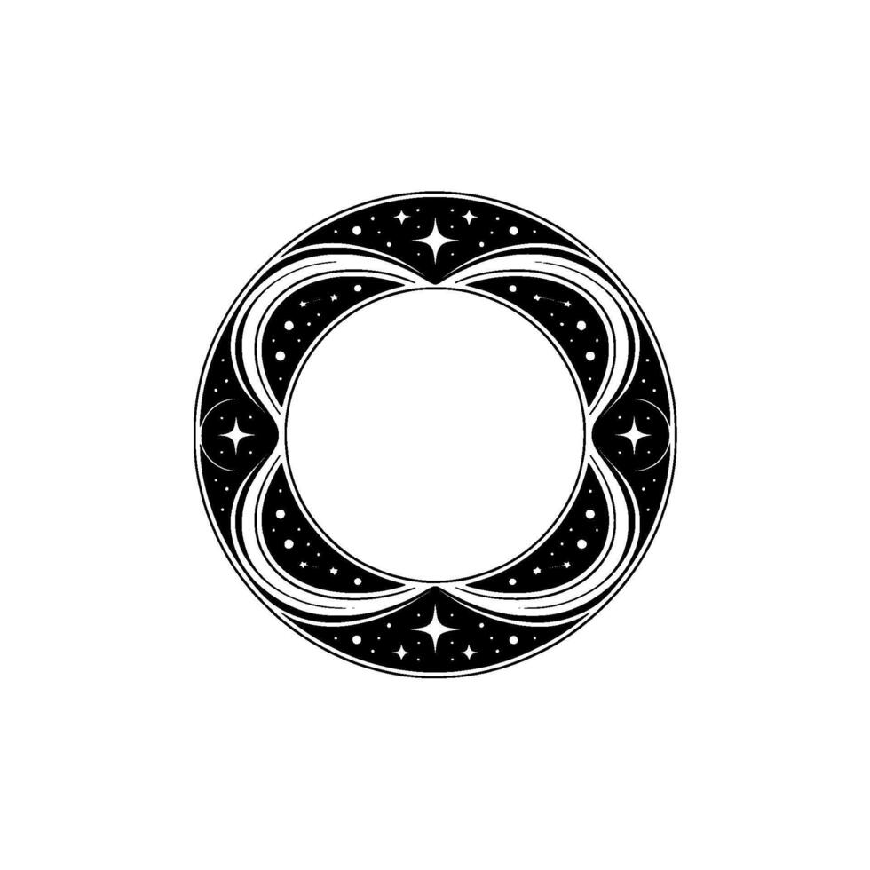 Celestial Ornament Stylized Circle with Starry Embellishments vector