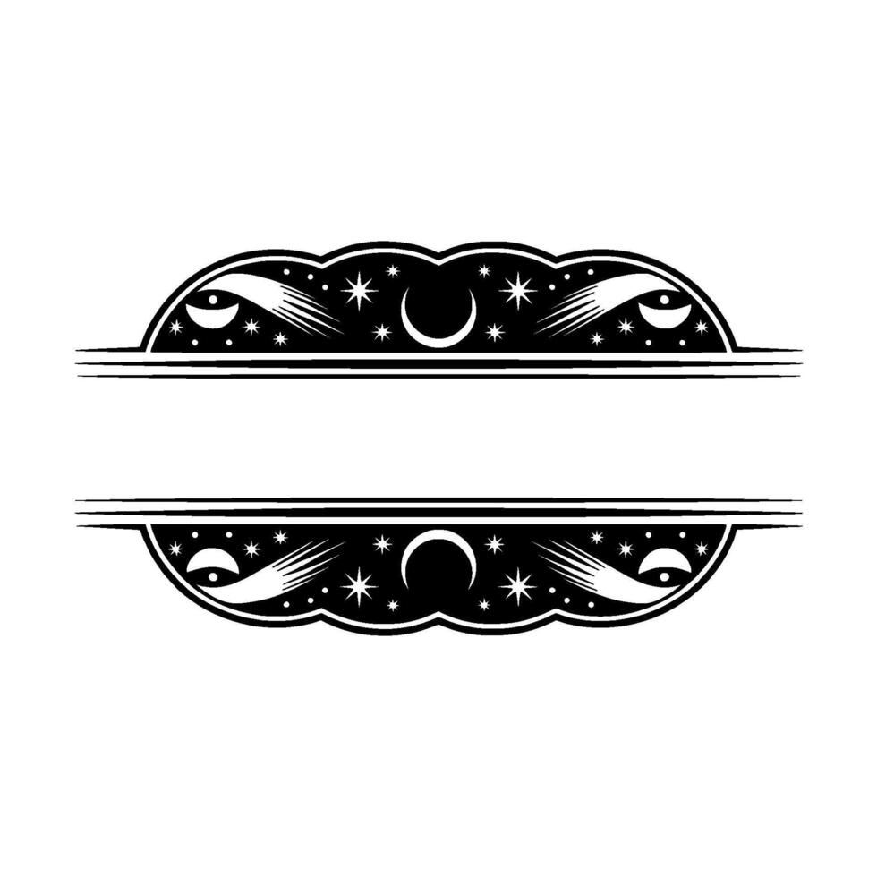 Celestial Border Vintage Starry Night vector