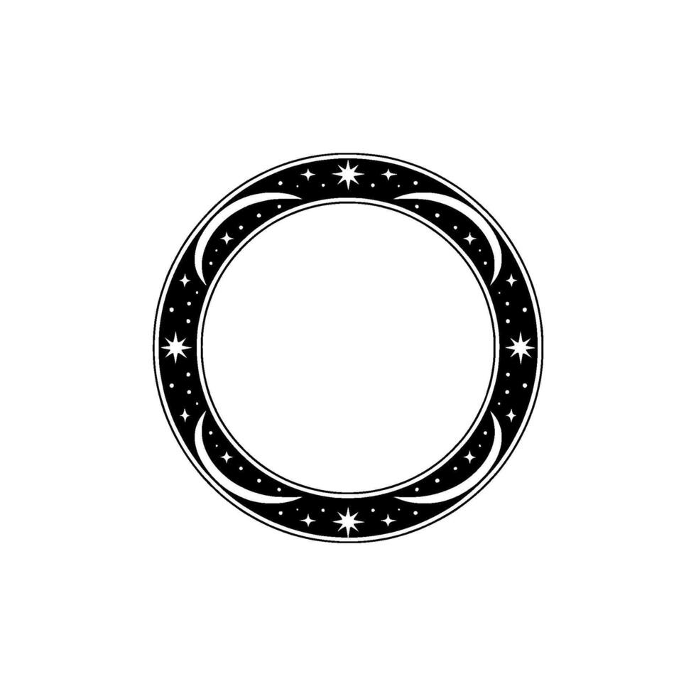 Celestial Circle Emblem, Starry Border vector