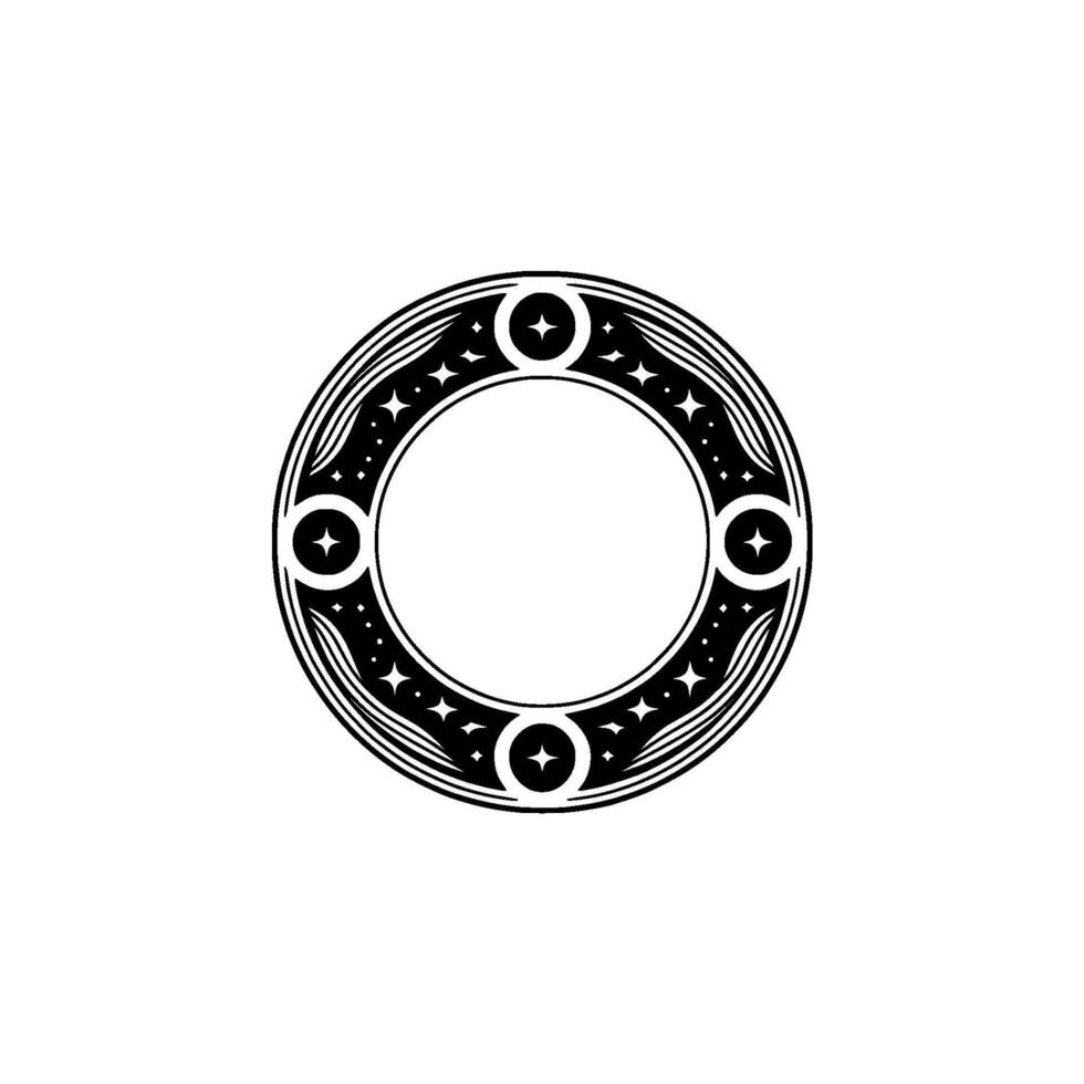 Stylized Circular Emblem, Intricate Ornamentation, Minimalist vector