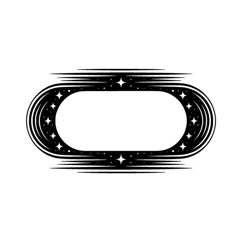 Celestial Oval Frame, Minimalist Starburst vector