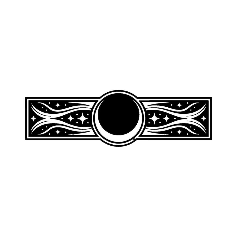 Celestial Emblem Lunar Border with Starry Detail vector