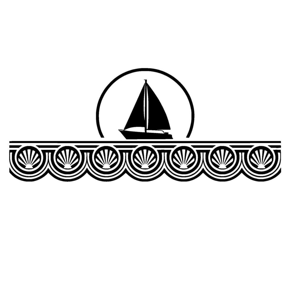 Nautical Silhouette, Coastal Elegance, Wave Border vector
