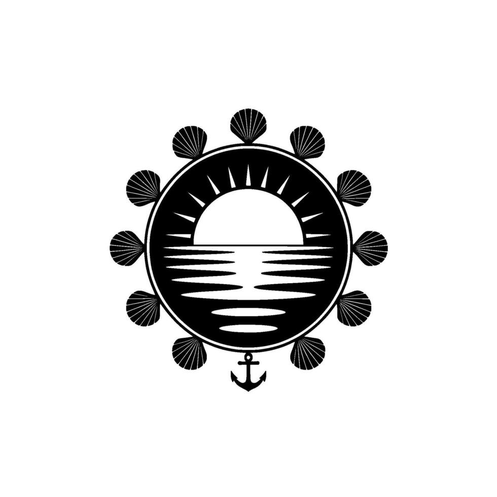 Nautical Emblem Coastal Serenity Adventure vector