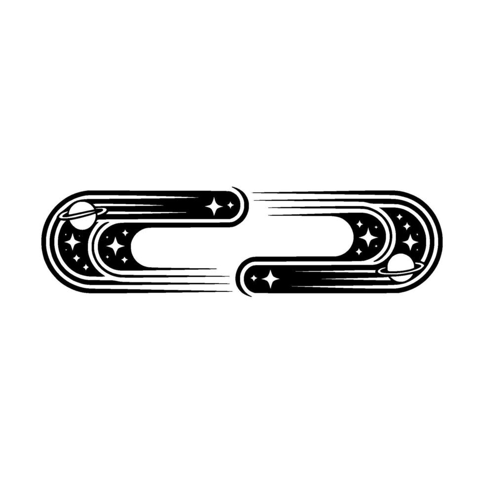 Cosmic Journey Retro Space Symbol, Stylized Orbitals vector