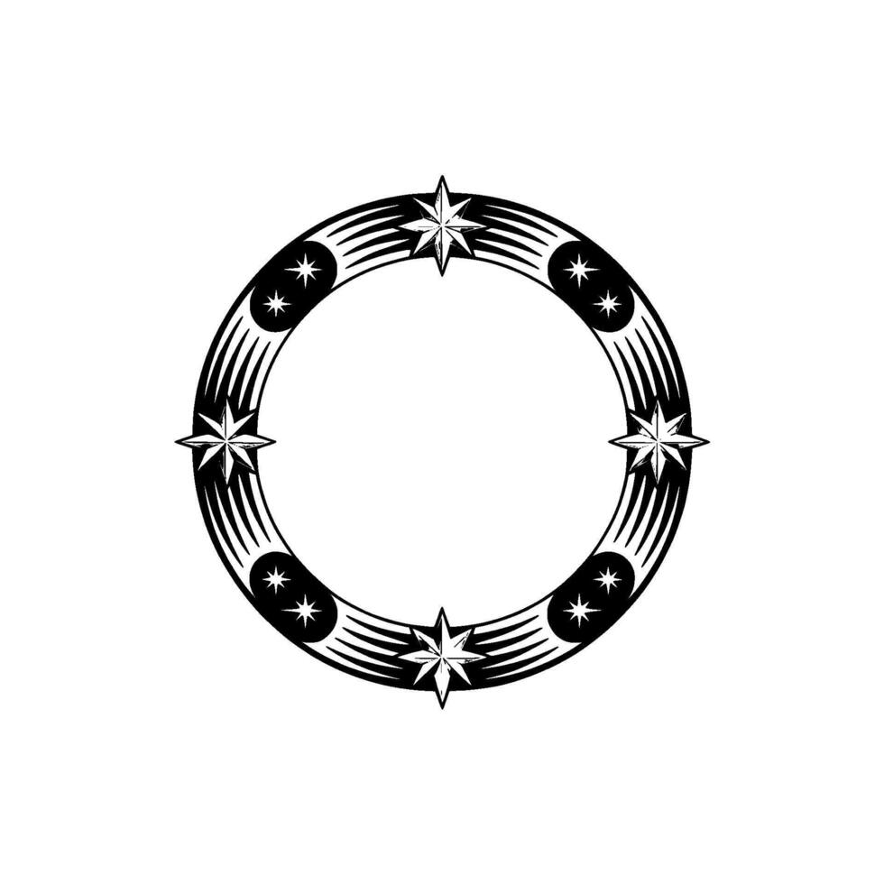 Celestial Starburst Border, Vintage vector