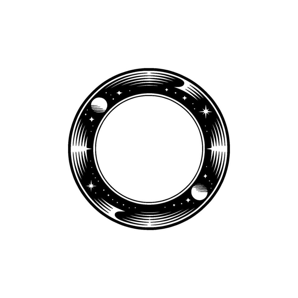 Celestial Circle Vintage Cosmos Illustration vector