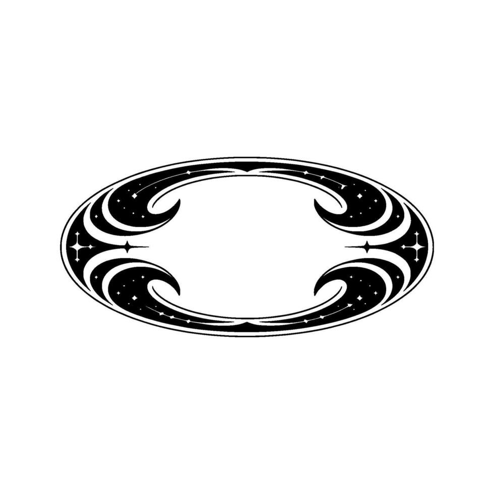Celestial Oval Emblem, Tribal Starburst vector