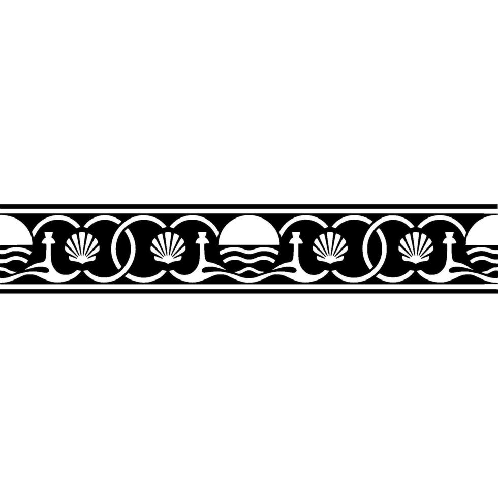 Oceanic Border, Stylized Seashells Wave Motif vector
