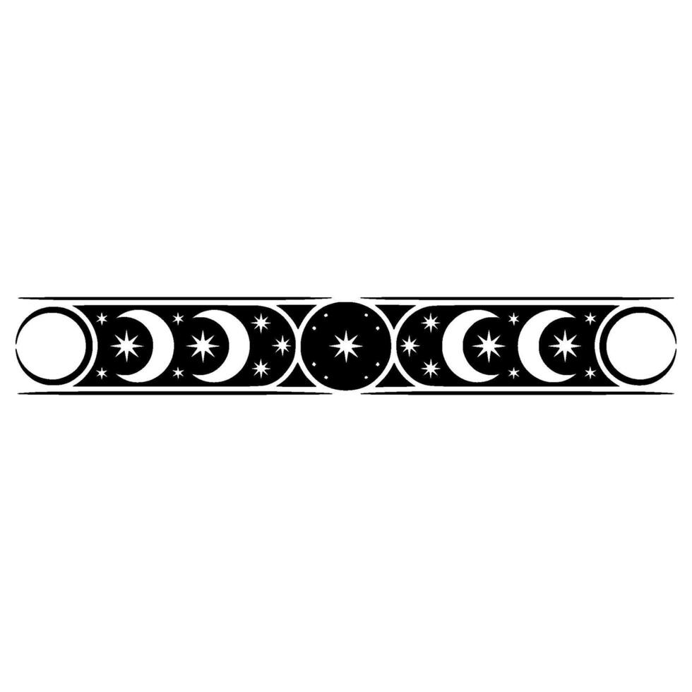 Celestial Border Moon Star Motif, Vintage Aesthetic vector