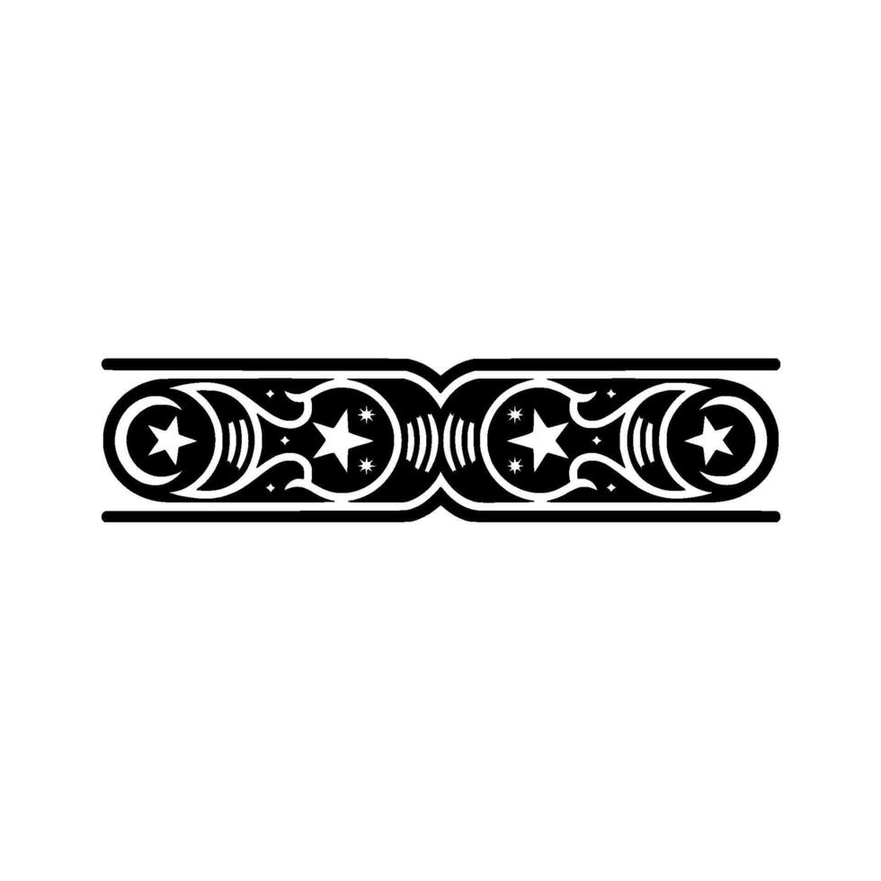 Intricate Black Border, Celestial Motif, Vintage vector