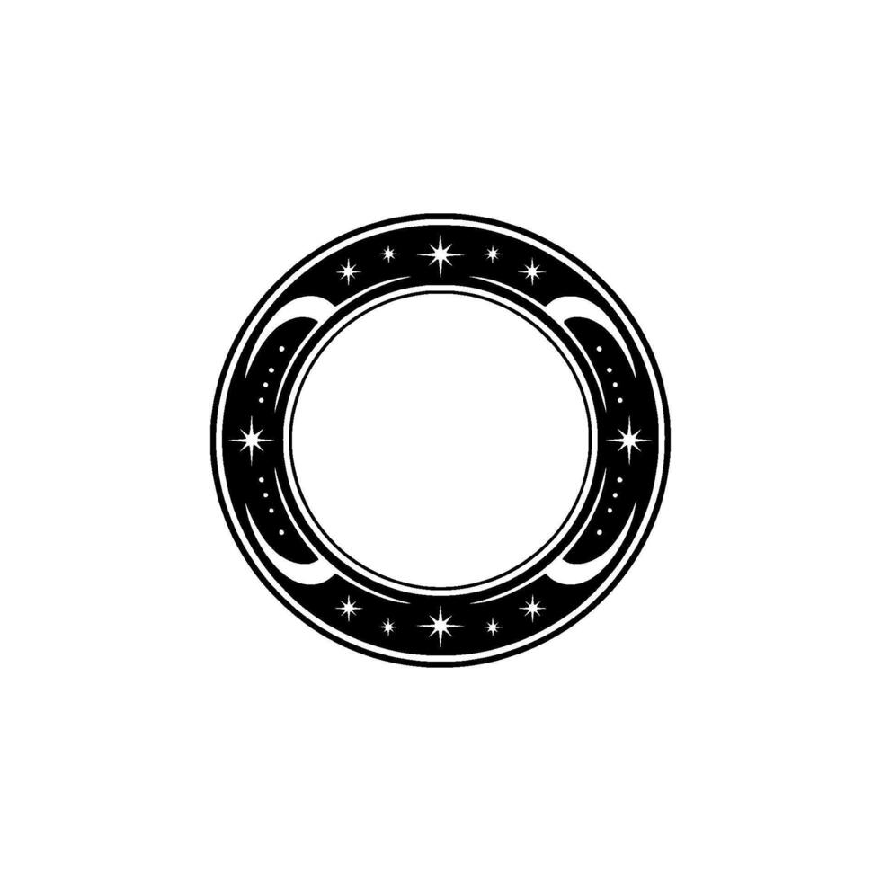 Celestial Circle Emblem - Vintage, Minimalist, Starry vector