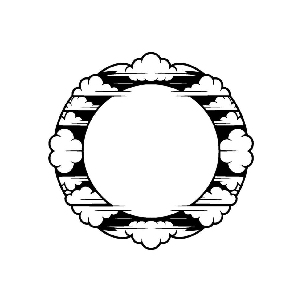 Cloud Frame, Minimalist , Circular Motif vector