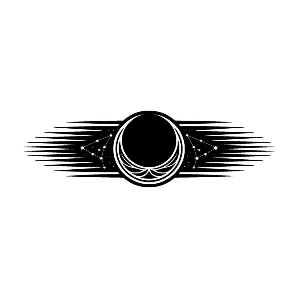 Celestial Winged Crescent, Cosmic Emblem vector