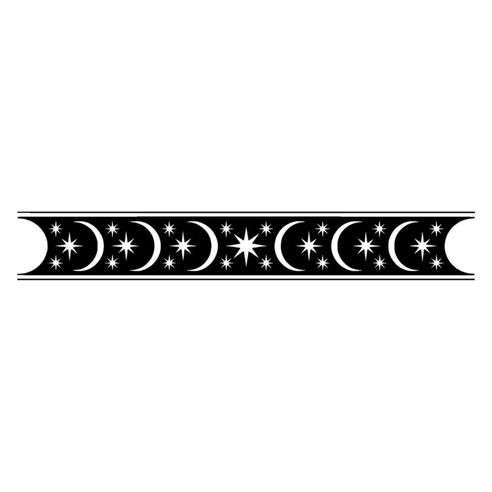 Celestial Crescent Border, Vintage Moon Motif, Decorative vector