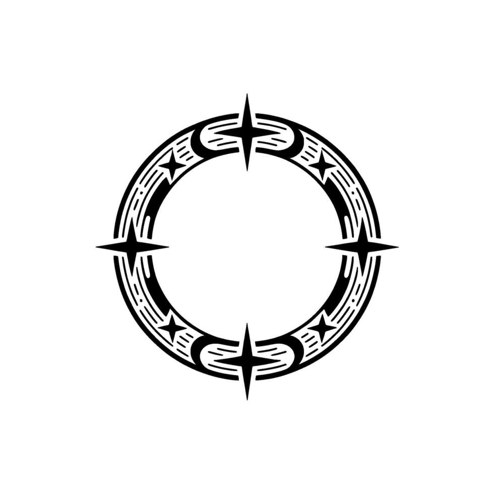 Tribal Compass Geometric Ornament, Ancient Symbolism vector