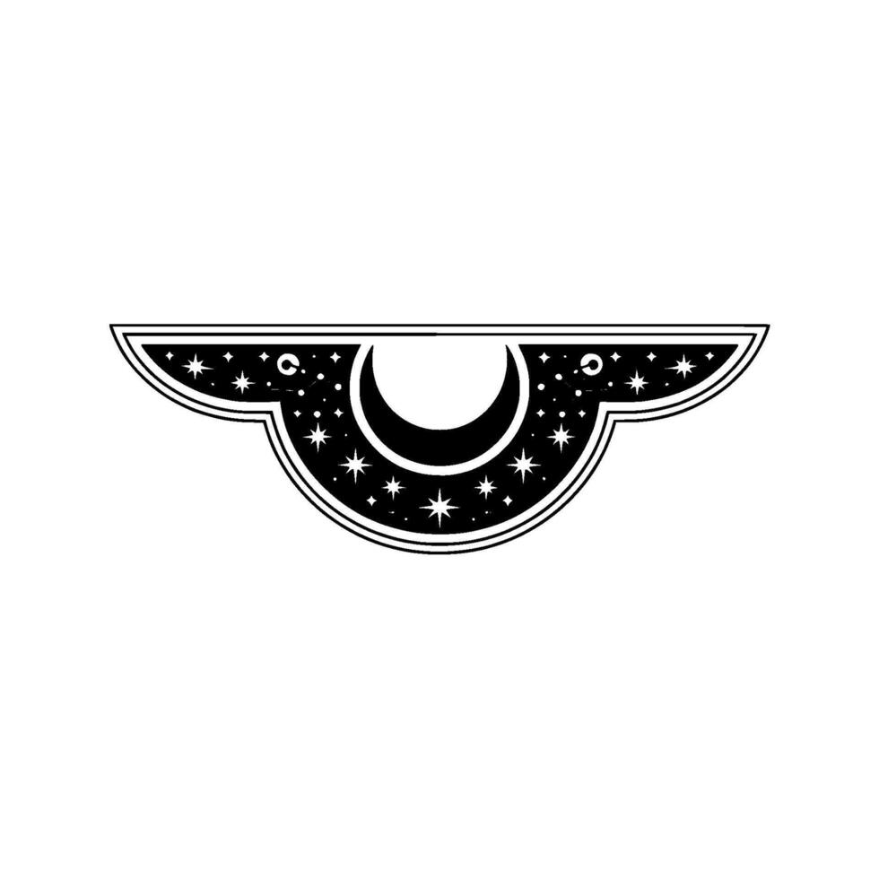 Celestial Crescent Mystical Moon Star Emblem vector