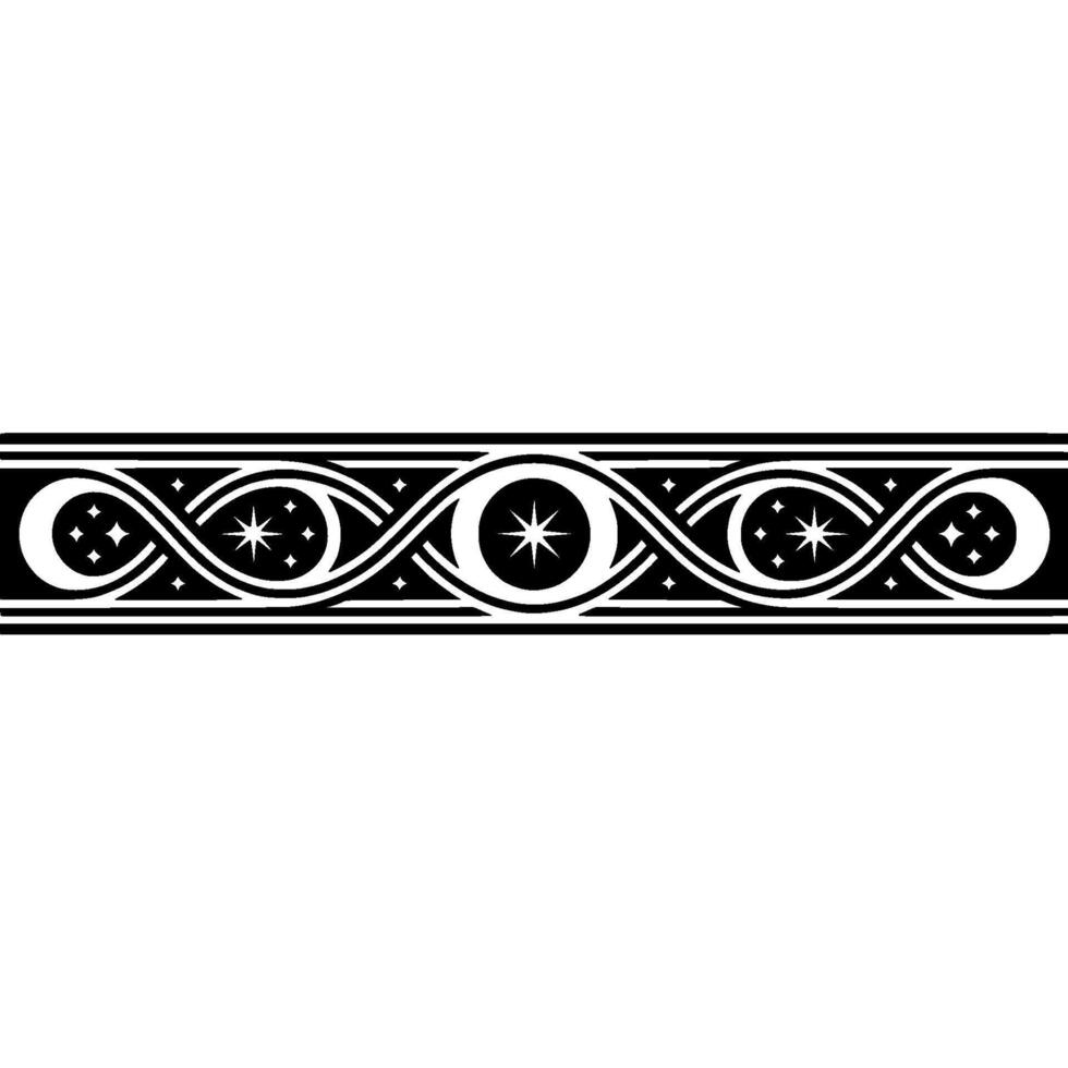 Ornate Celestial Border, Medieval , Black White vector