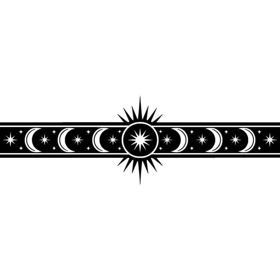 Celestial Cycle Lunar Star Border vector
