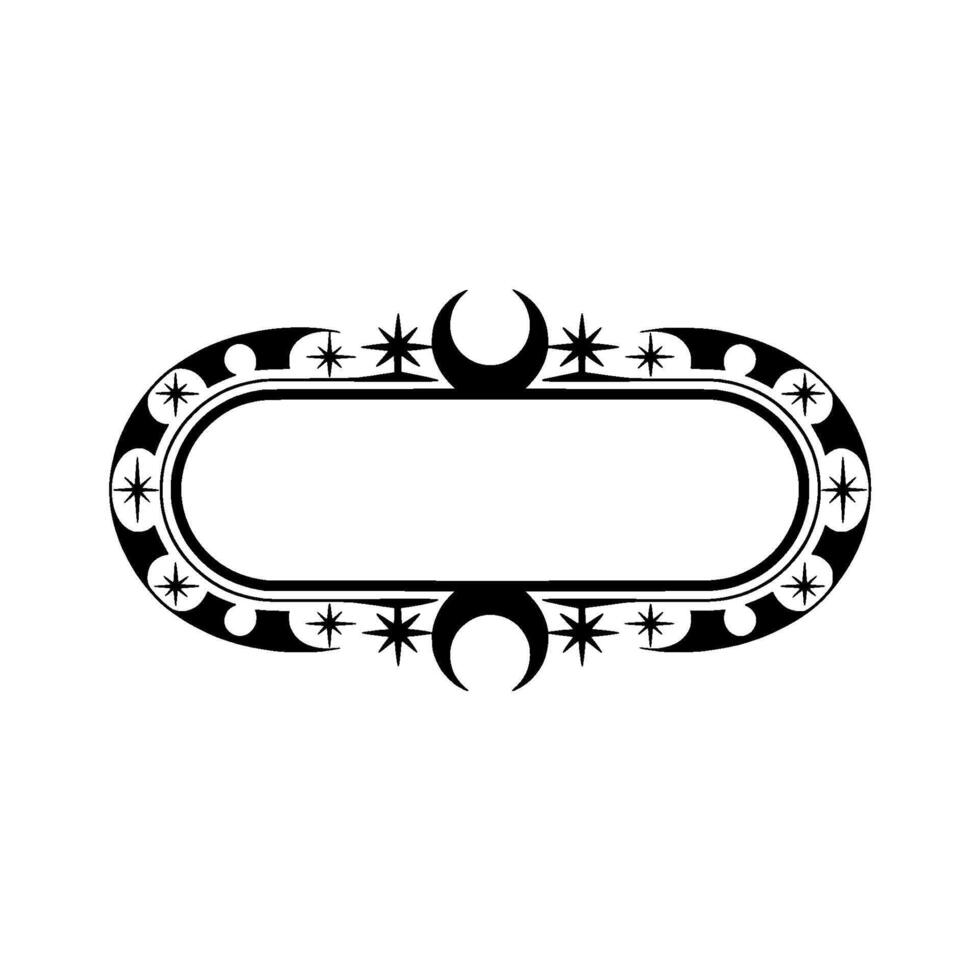 Celestial Oval Frame Moon Star Ornamentation vector