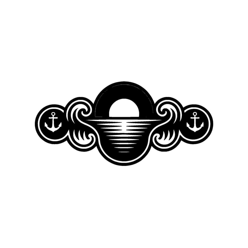 Nautical Emblem Steadfast Anchor Serene Horizon vector
