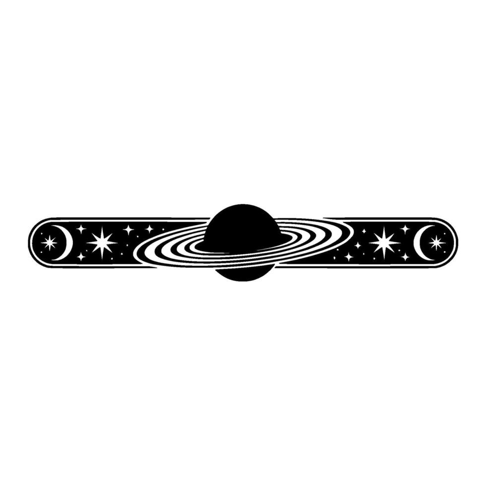Celestial Alignment Retro Moon, Saturn, and Stars vector