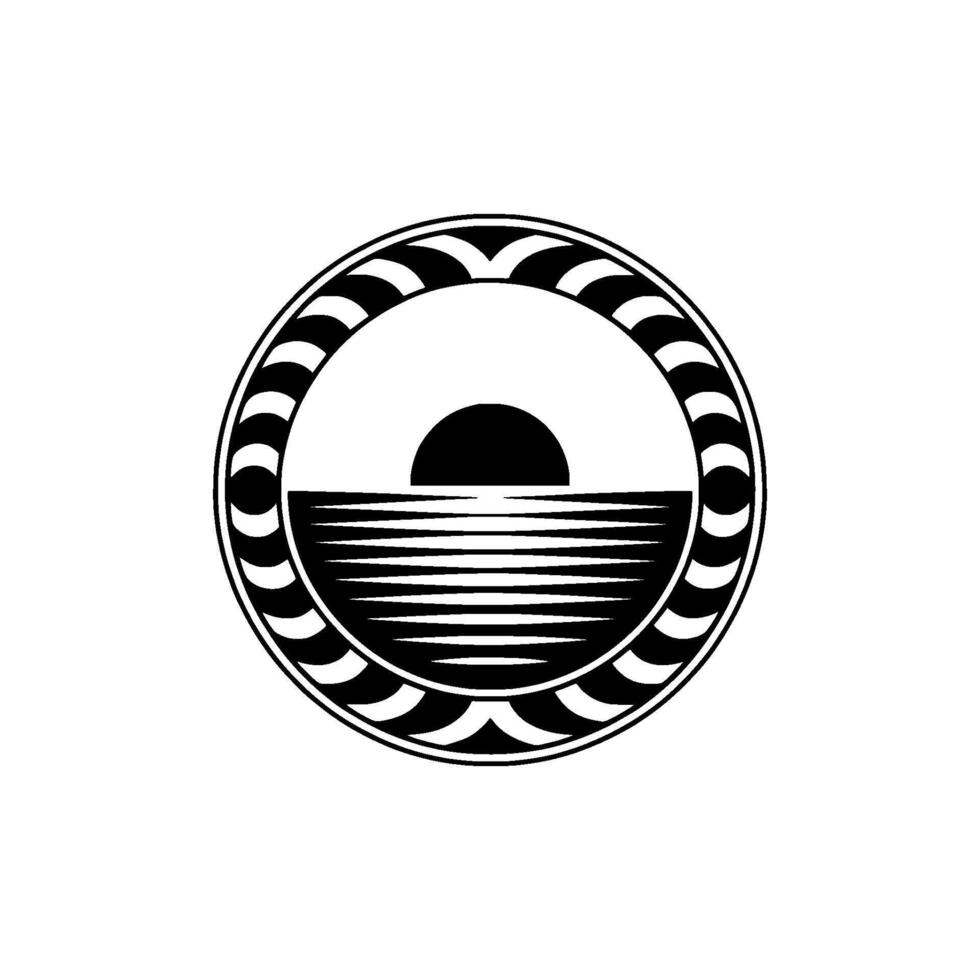 Circular Horizon Emblem, Minimalist Sunrise vector