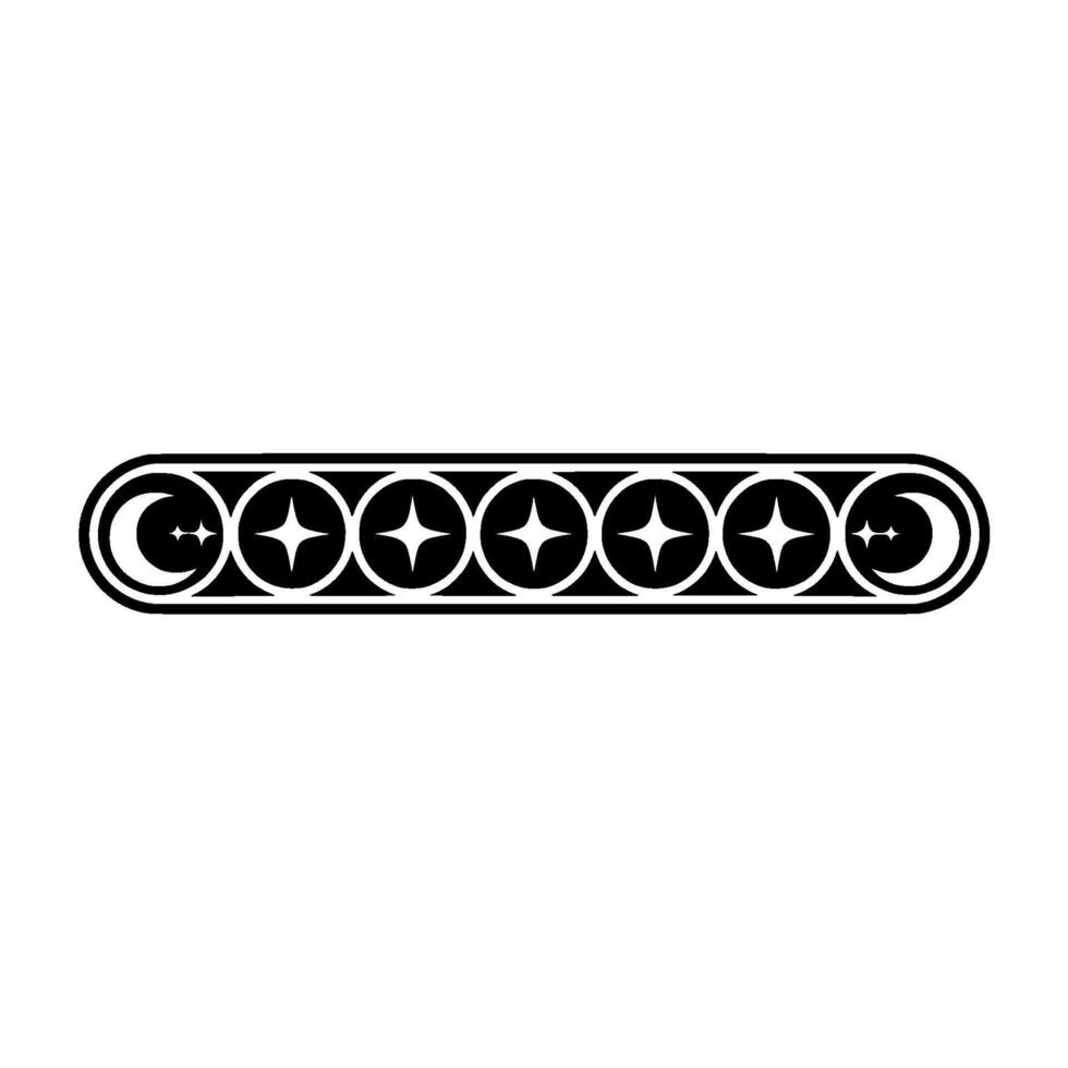 Stylized Crescent Moon Border, Vintage vector