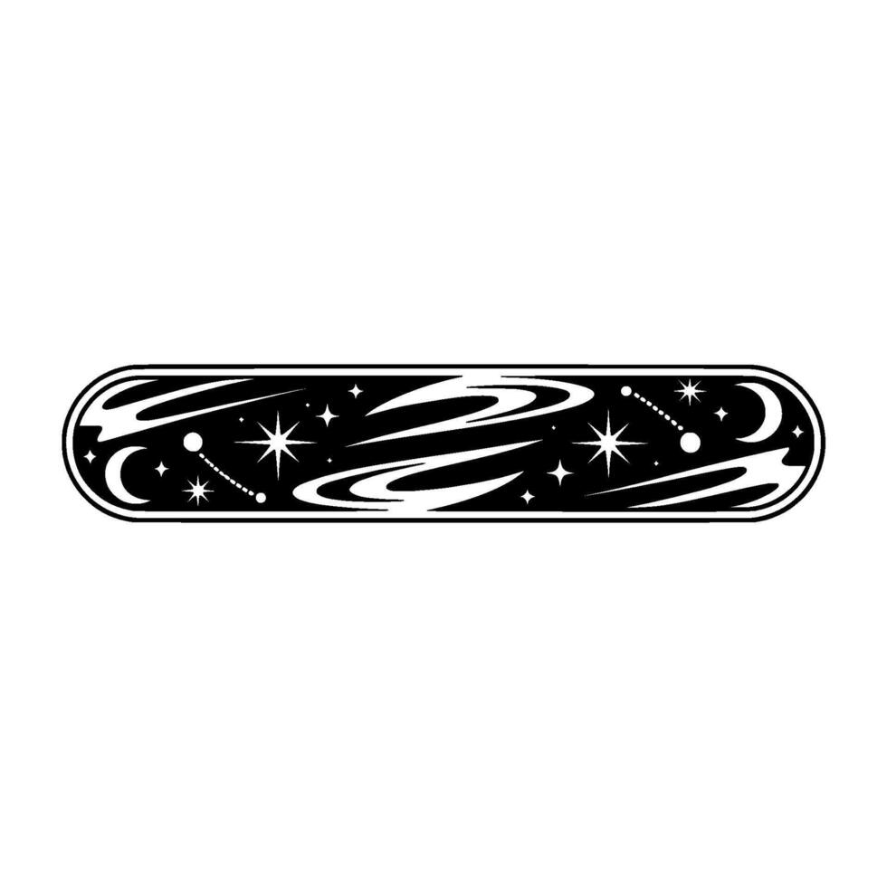 Celestial Skate Retro Moon Star, Skateboarding vector