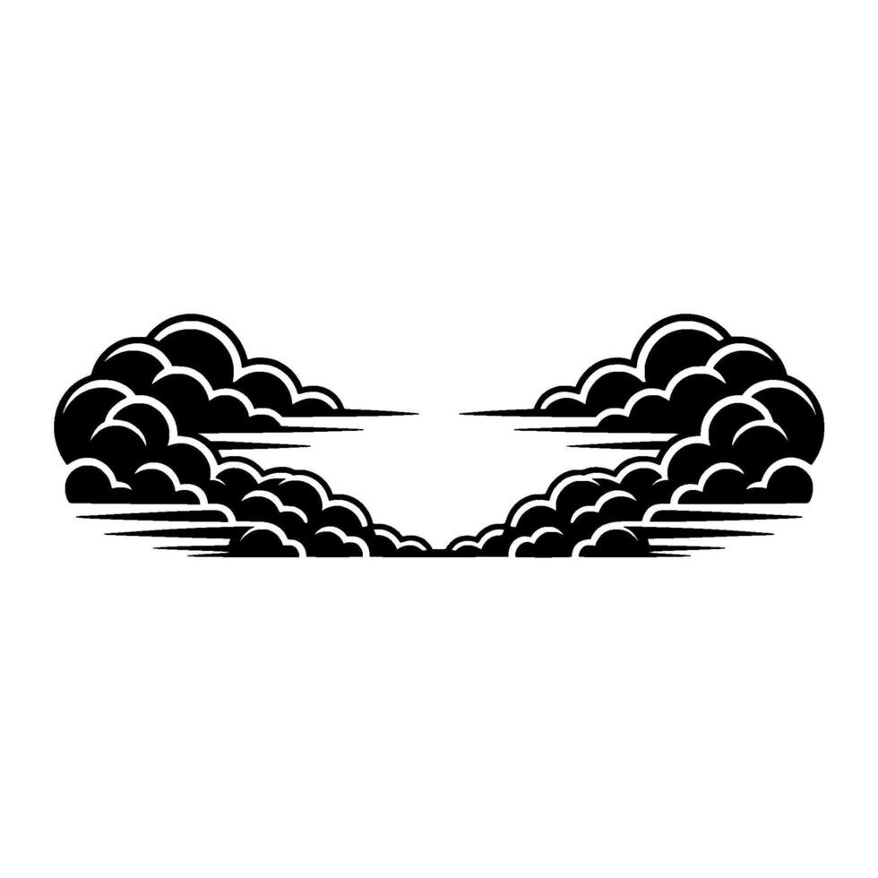 Dramatic Cloudscape, Minimalist Emblem, Vintage Illustration vector