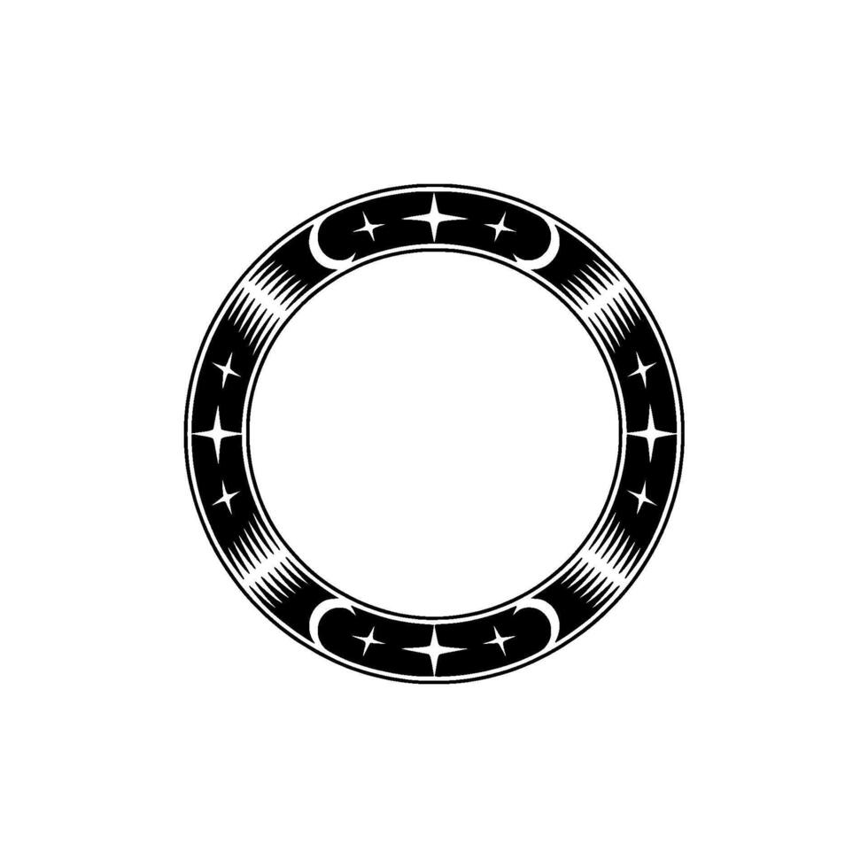 Celestial Circle Vintage Ornament, Starry Night, Decorative Border vector