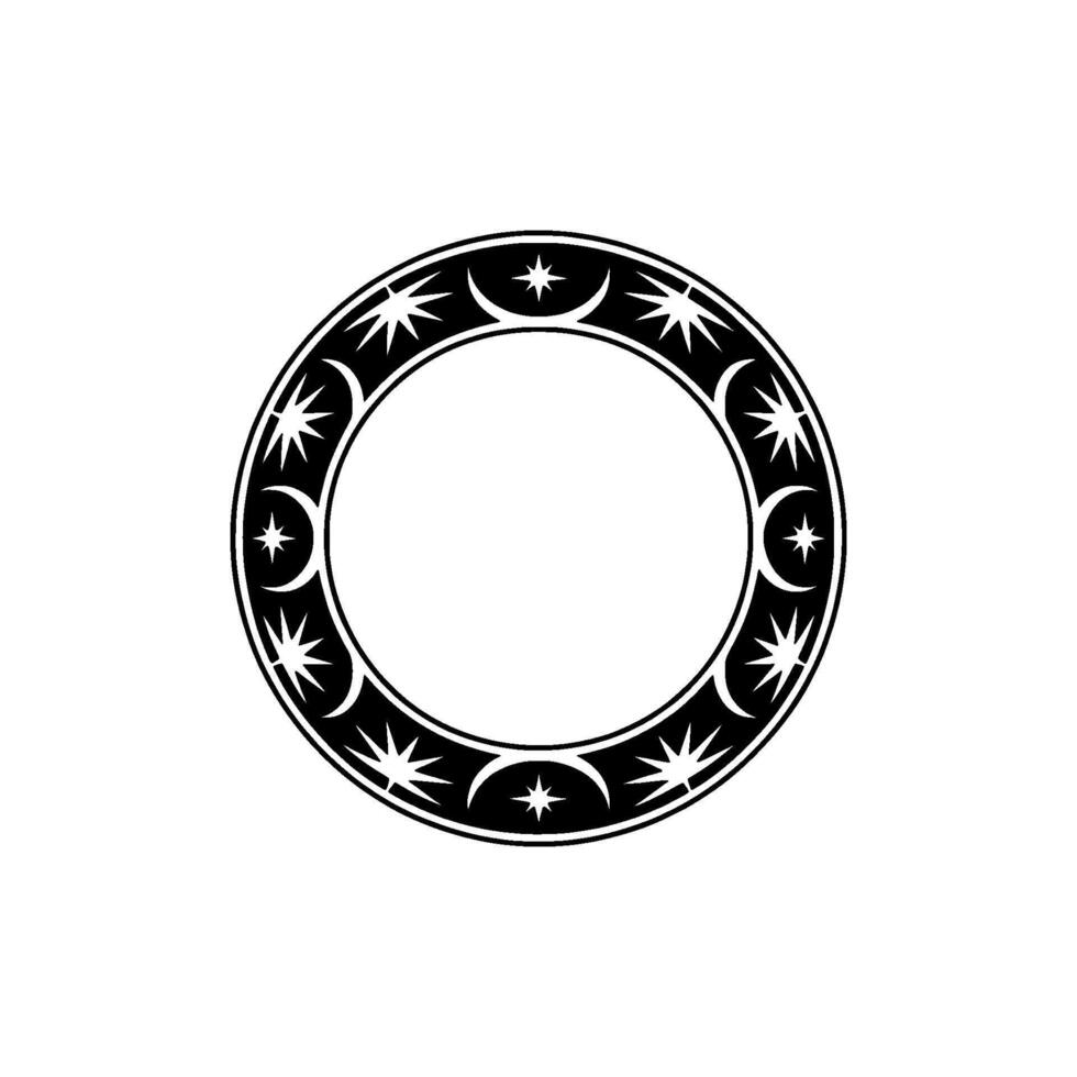 Celestial Circle Lunar Motif, Stylized Ornamentation, Moon vector