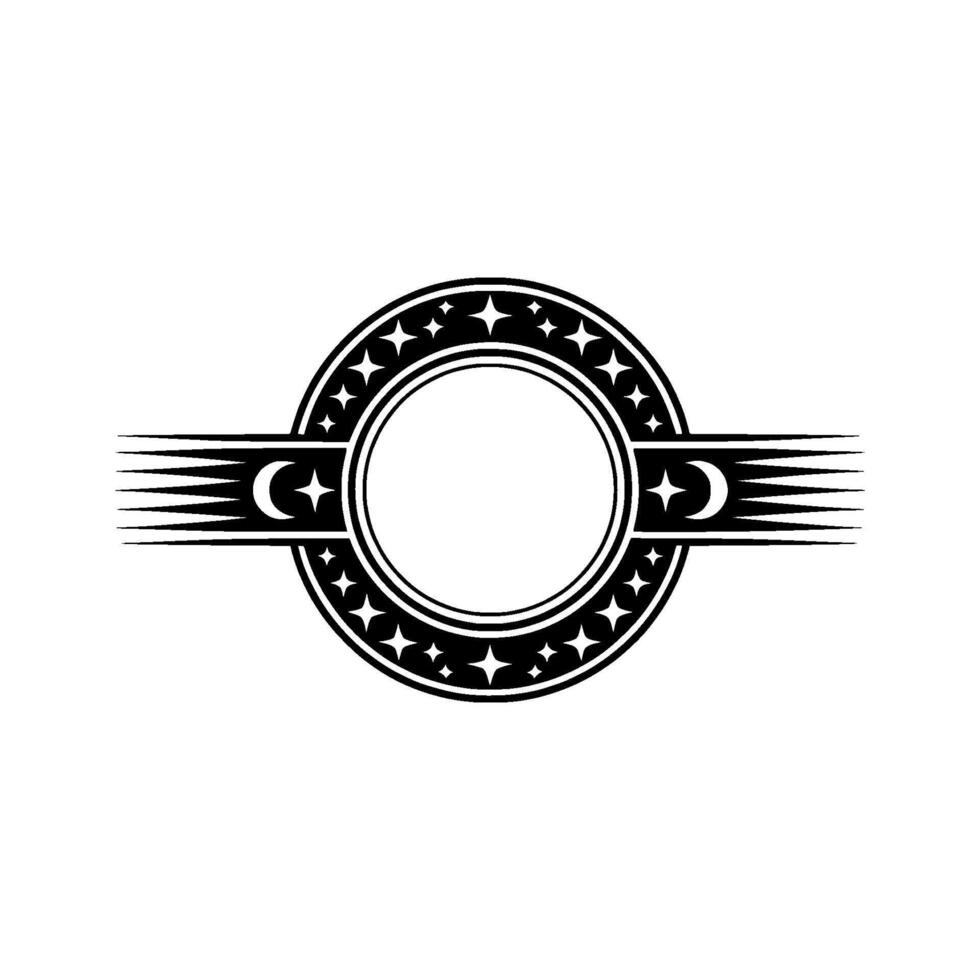 Celestial Emblem Vintage Border, Starry Ornament, Decorative Circle vector