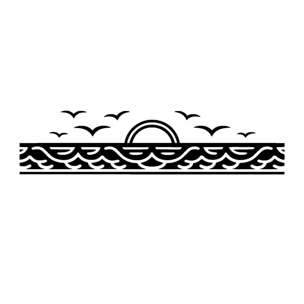 Coastal Silhouette Dawn Flight Oceanic Border vector