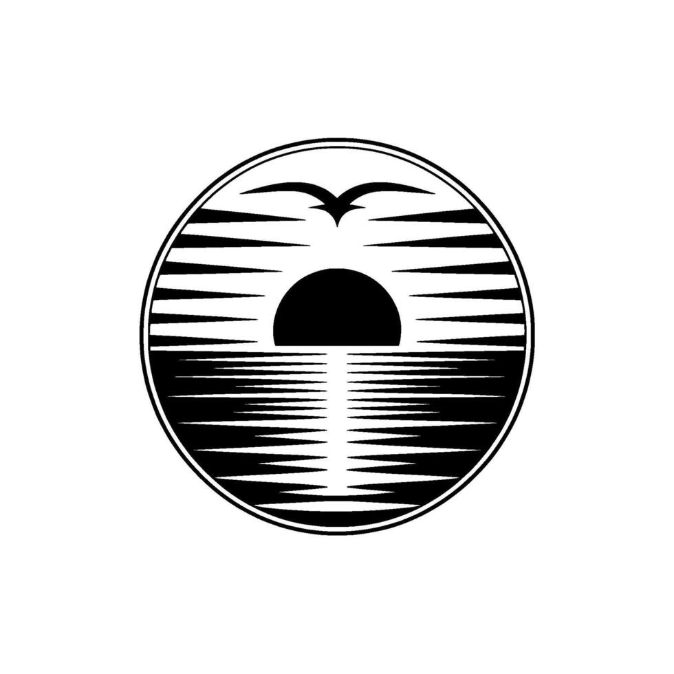 Oceanic Emblem Serene Horizon Silhouette vector