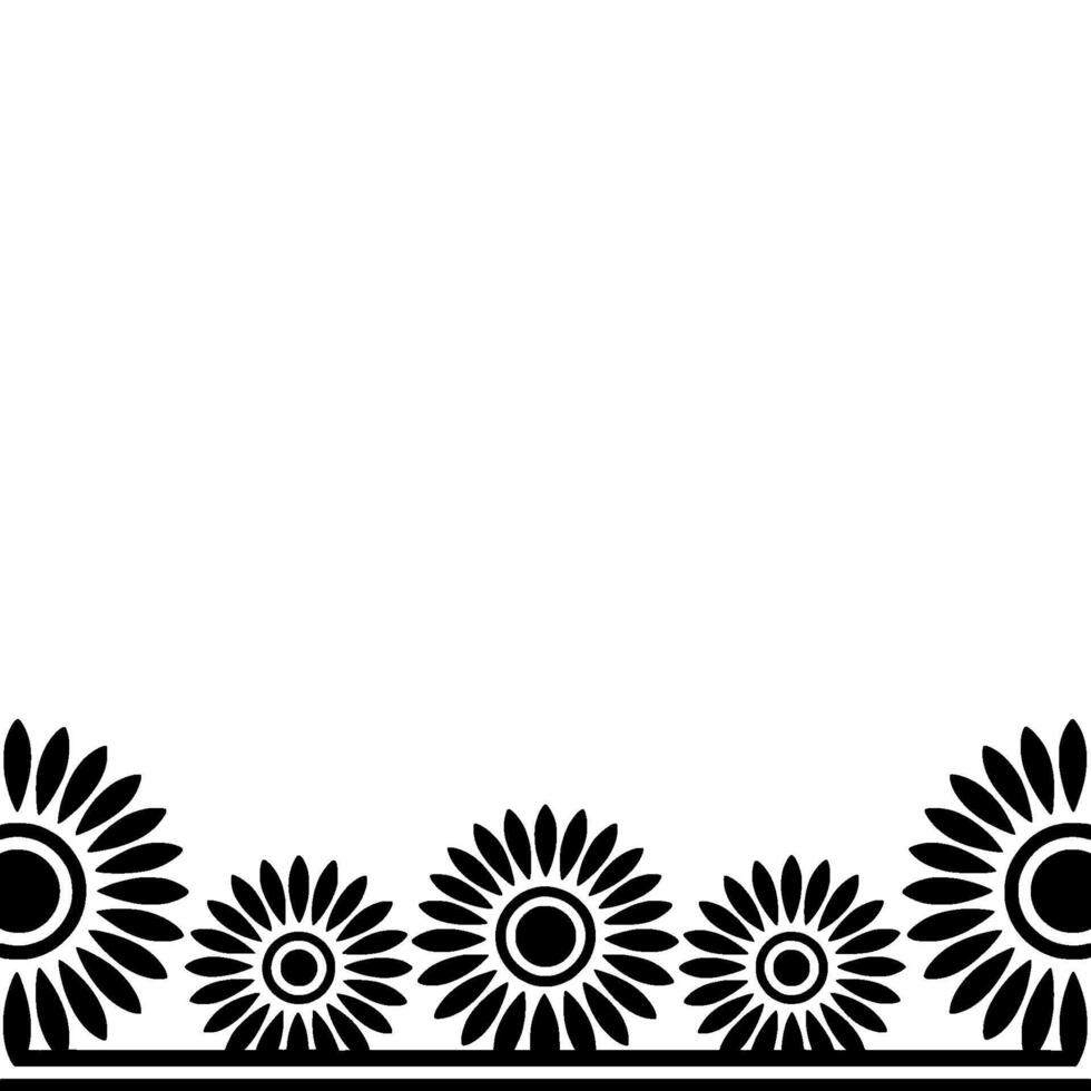 Minimalist Sunflower Border, Geometric vector