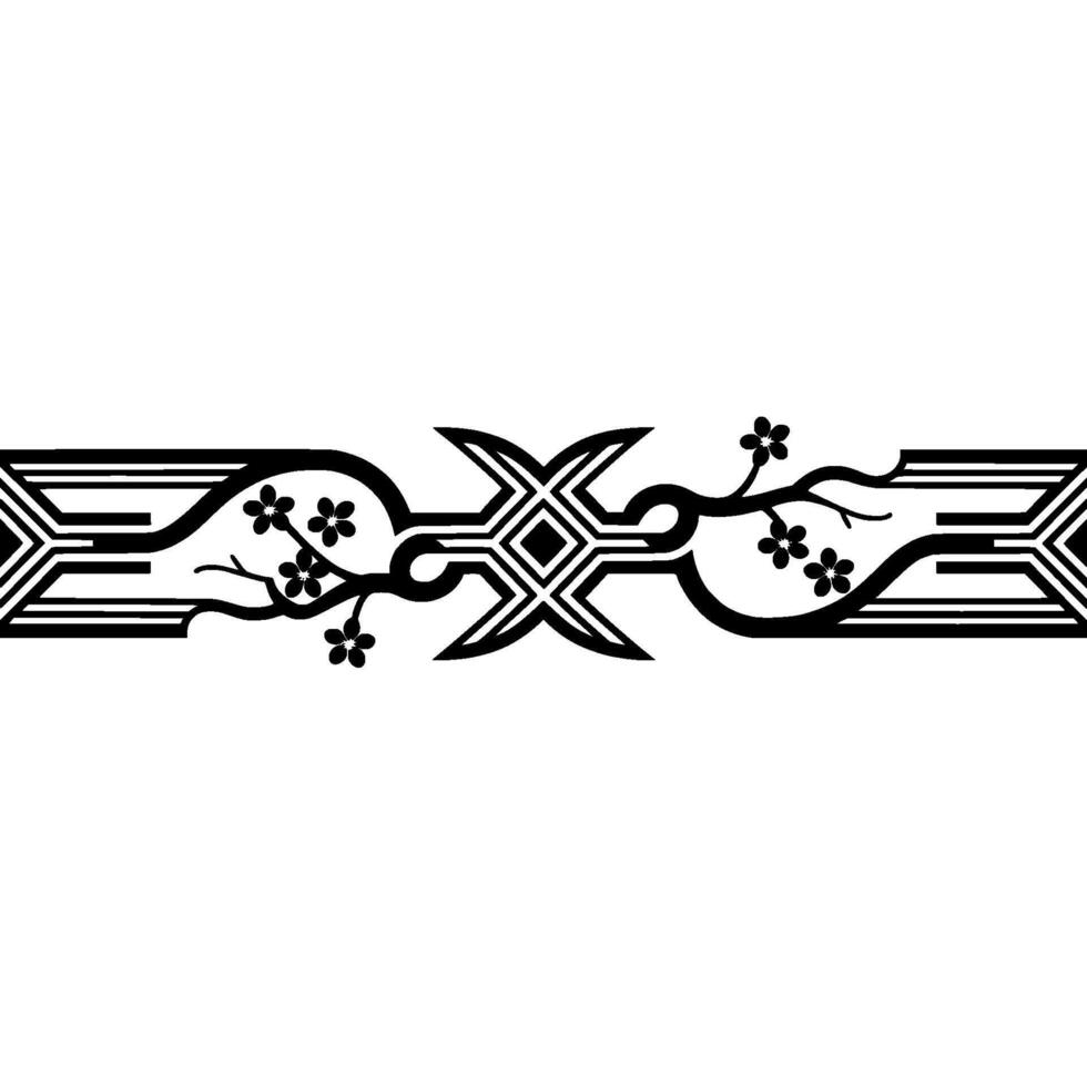 Geometric Blossom Border, Japanese Inspired vector