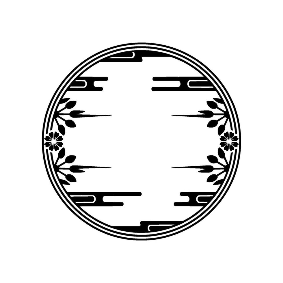 Elegant Japanese Circle Emblem, Minimalist vector