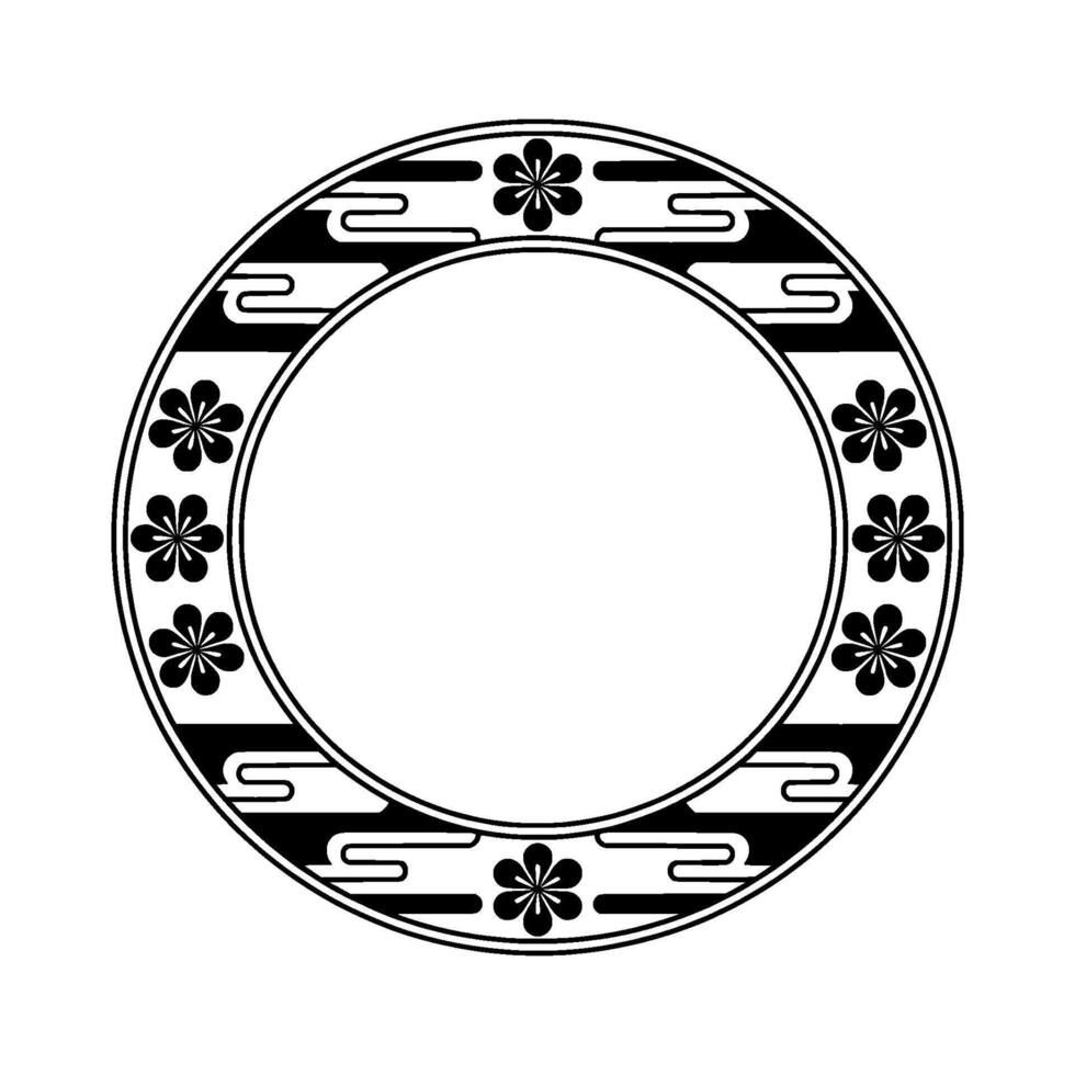 Elegant Japanese Circle Frame, Decorative Border vector