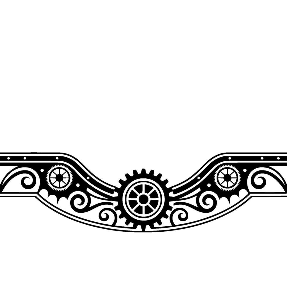 Steampunk Border Intricate Gear and Scroll vector
