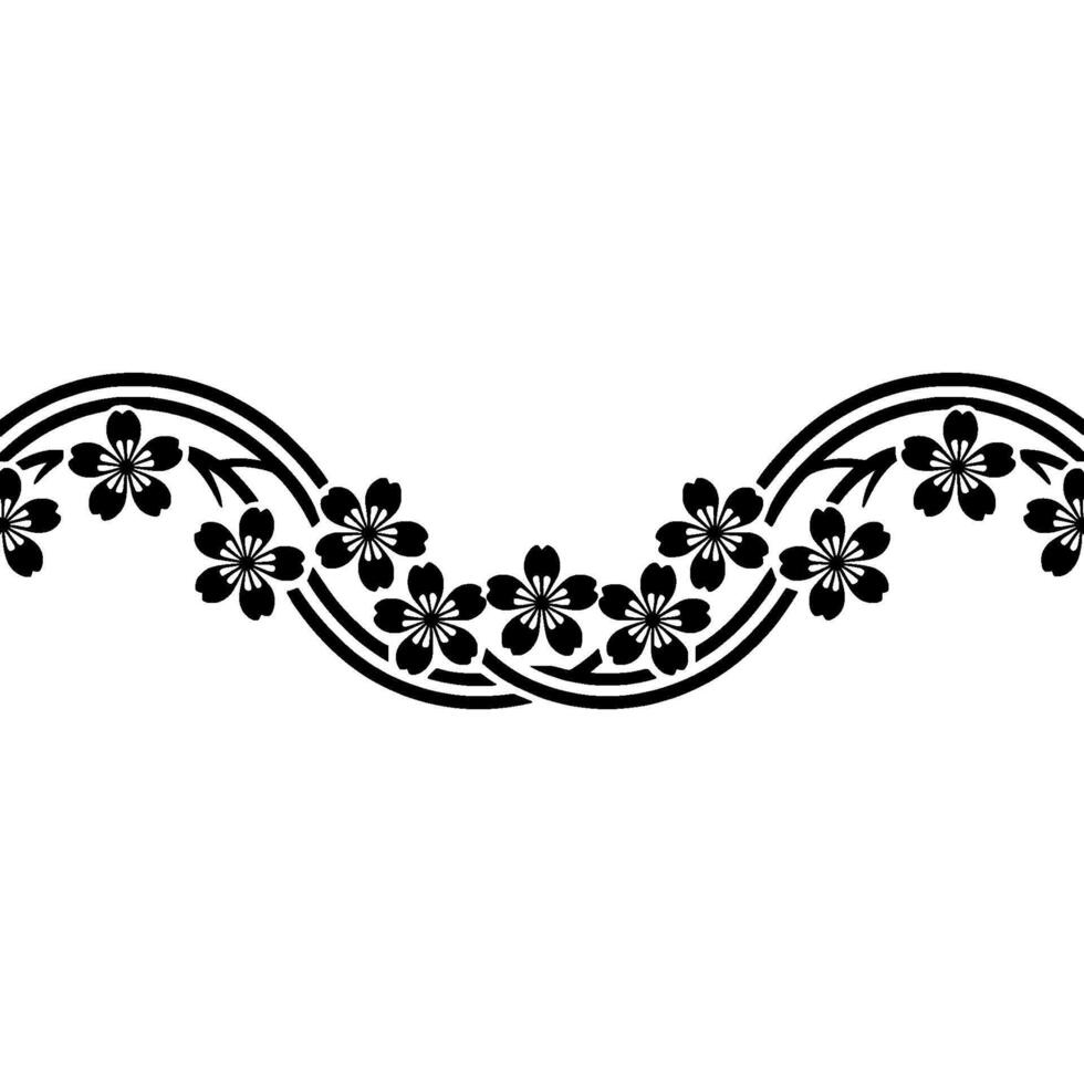 Elegant Sakura Blossom Border, Japanese , Minimalist Motif vector