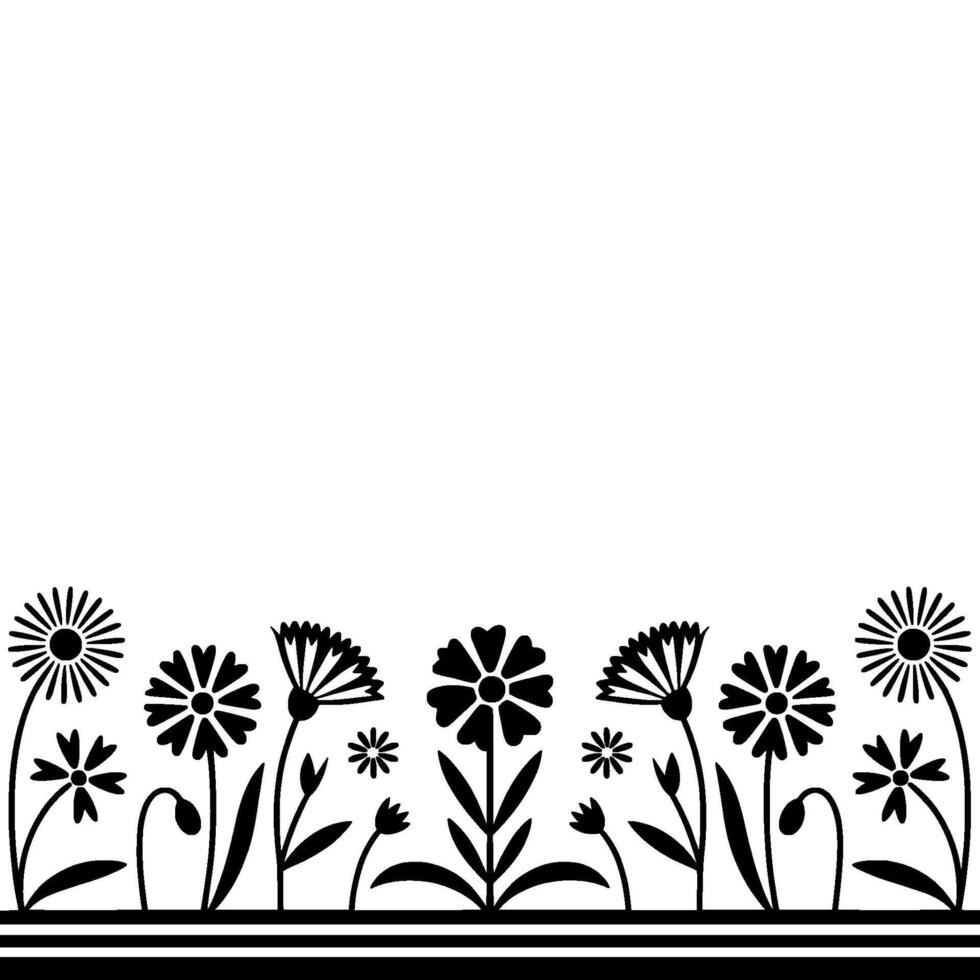 Minimalist Floral Border, Vintage Illustration vector