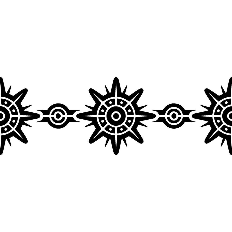 Tribal Sunburst Border, Geometric , Black White vector