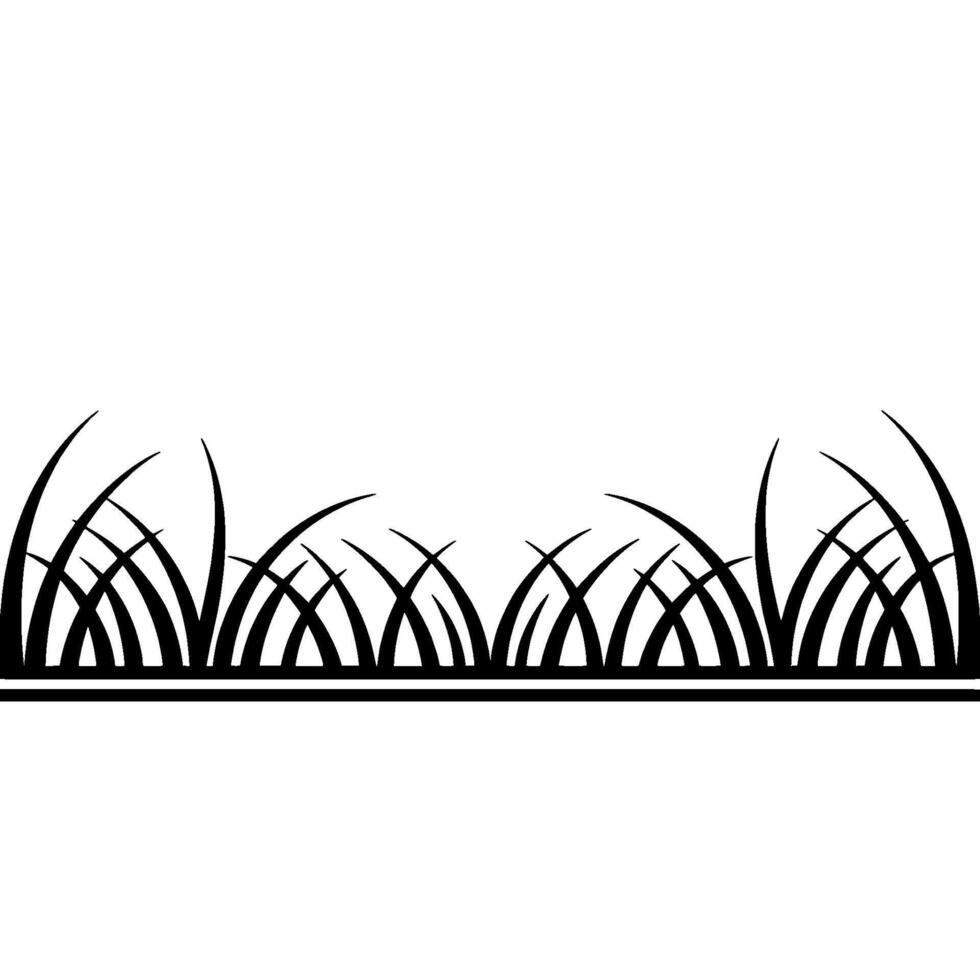 Minimalist Grass Border, Simple Line Art Illustration, Lineart vector