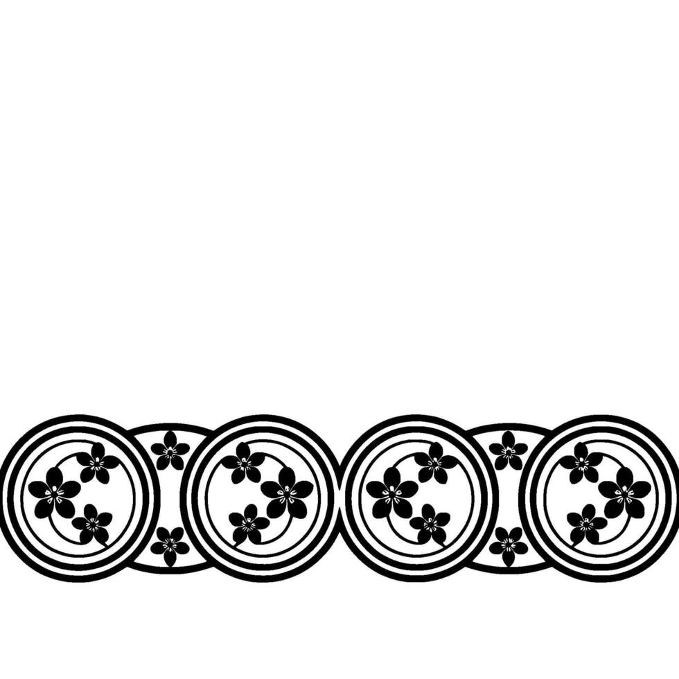 Geometric Blossom Border, Japanese , Minimalist Pattern vector