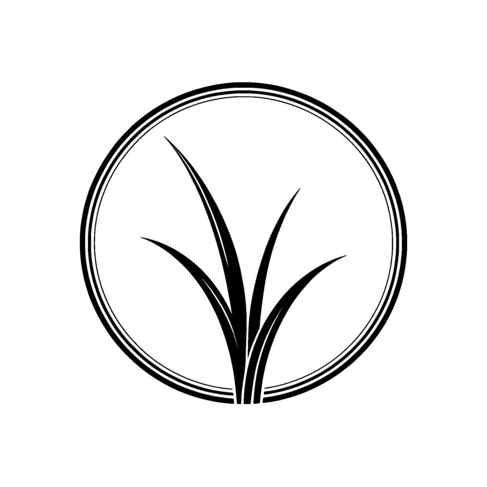Minimalist Grass Emblem, Organic Growth Symbol, Circular vector