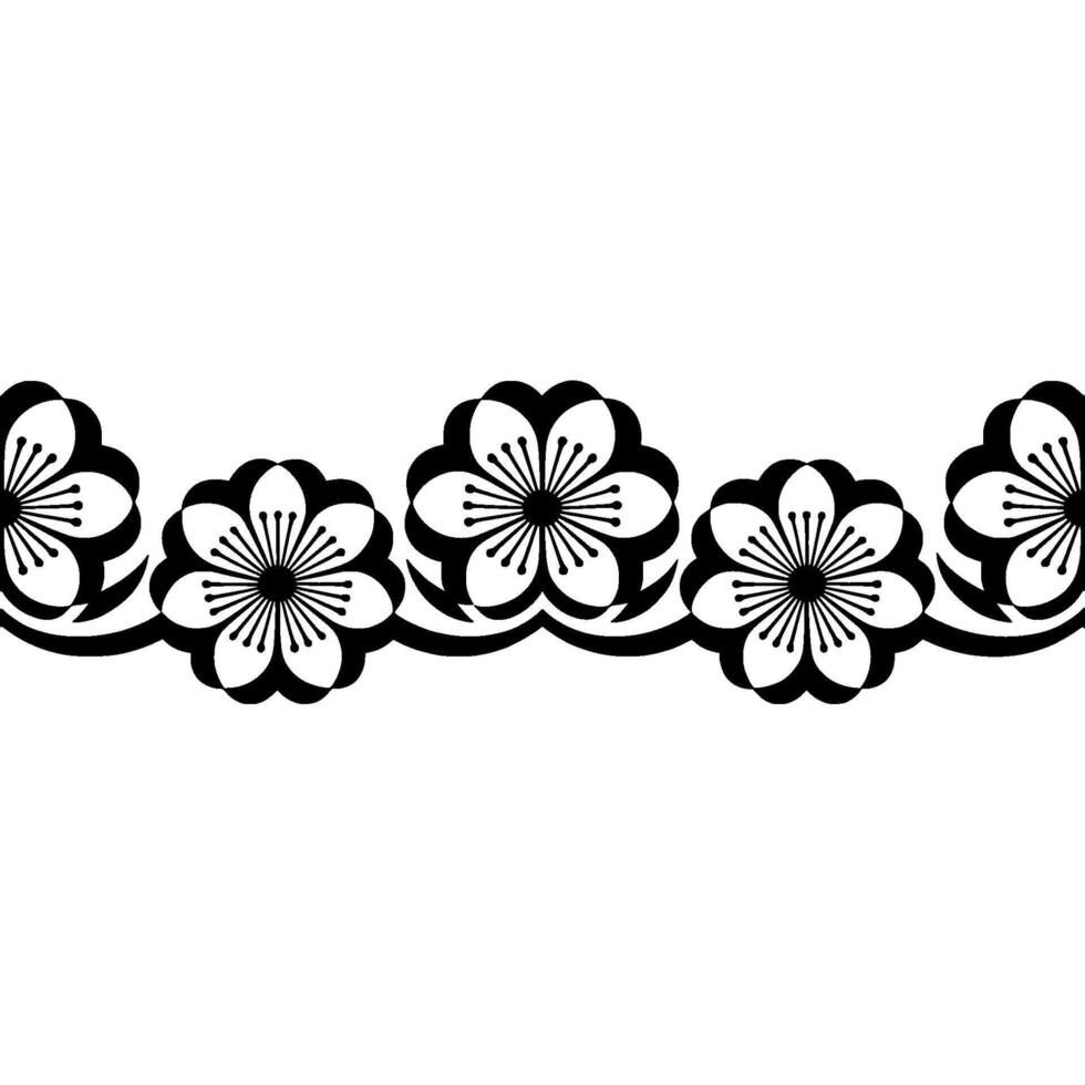 Elegant Floral Border, Minimalist , Japanese Influence vector